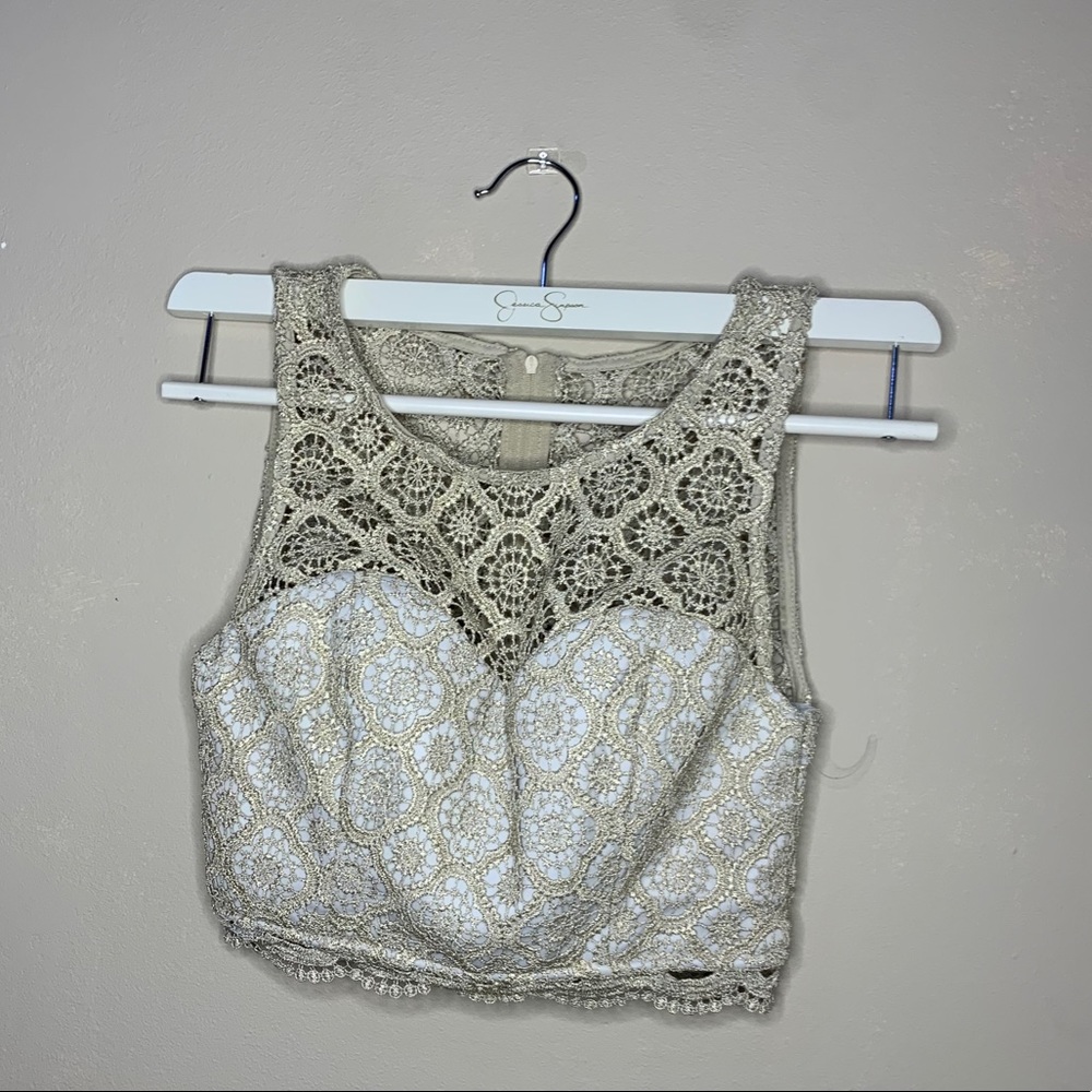 Two piece gold and white dress